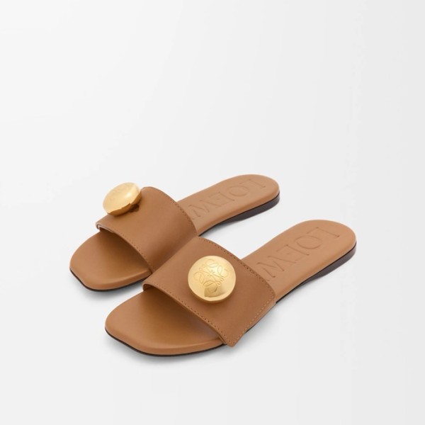✨로에베 여성 페블 레더 슬라이드 - Loewe Womens Pebble Leather Slides - los6216x