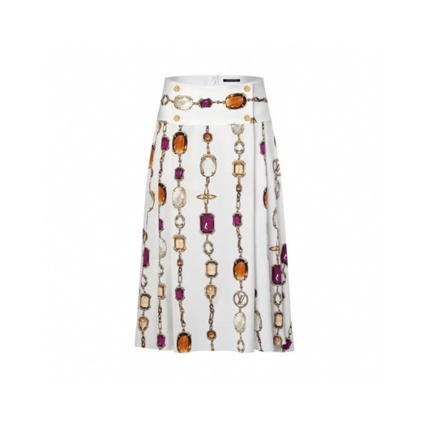 ✨루이비통 여성 네크리스 프린트 미디 스커트 - Louis vuitton Womens Necklace Print Midi Skirt - lvc7706x