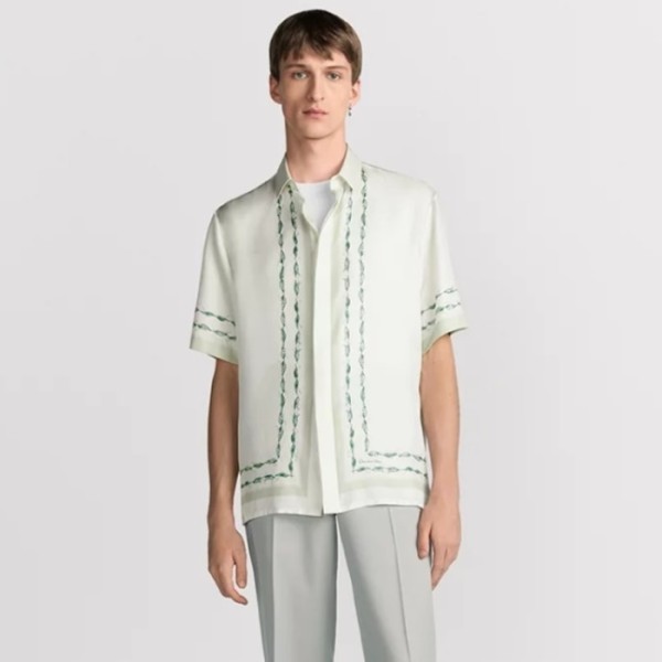 ✨디올 남성 꾸뛰르 은방울꽃 반소매 셔츠 - Dior Mens Couture Silver Bell Flower Shirt - dic7713x