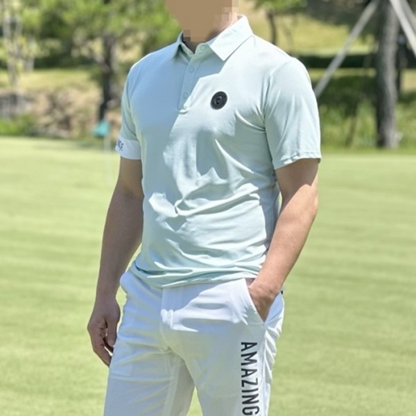 ✨[AMAZINGCRE] 어메이징크리 남성 에어로 쉴드 카라 쇼츠 티셔츠 - gol1722x