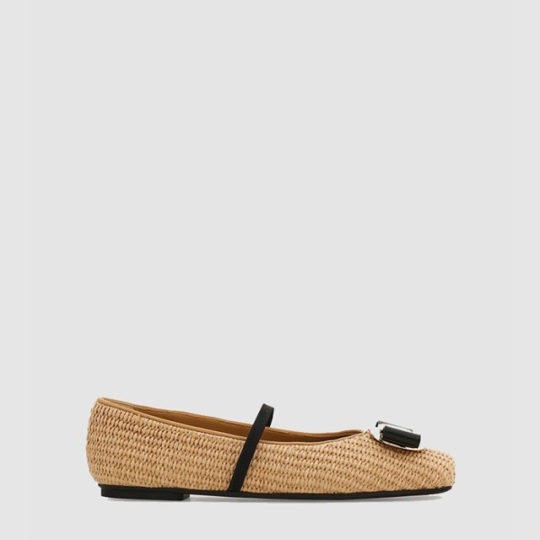 ✨페라가모 여성 뉴 바라 플레이트 발레 플랫 - Salvatore Ferragamo Womens New Bara Plate Ballet Flats - fes6344x