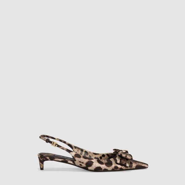 ✨돌체앤가바나 여성 레오파드 프린트 새틴 슬링백 - Dolce&Gabbana Womens Leopard Print Satin Slingback - dos6390x