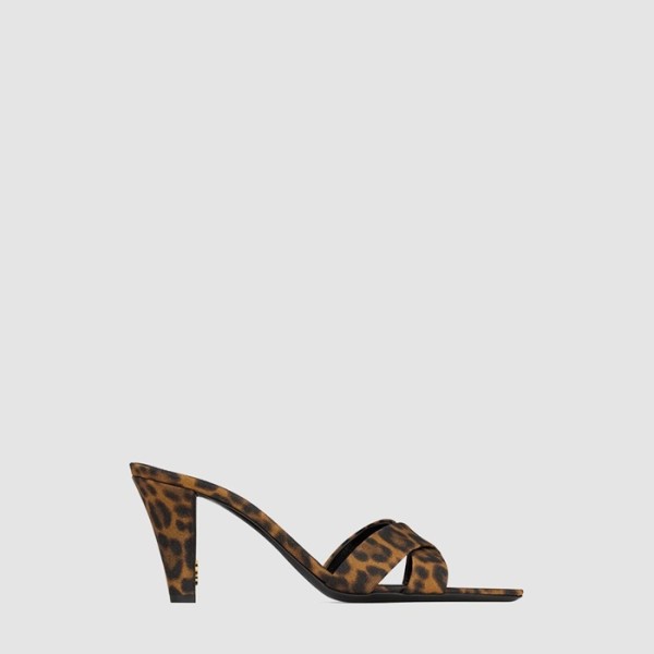 ✨입생로랑 여성 레오파드 그로그랭 Jill 뮬 - Saint Laurent Womens Jill Mule In Leopard Grosgrain - yss7069x