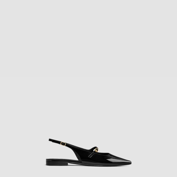 ✨셀린느 여성 주디 플랫 슬링백 페이턴트 카프스킨 - Celine Judy Flat Slingback Patent Calfskin - ces8060x