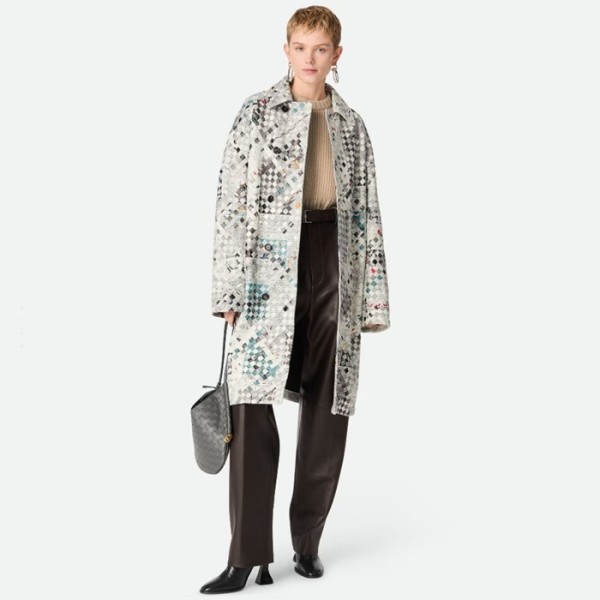 ✨보테가베네타 여성 프린트 인트레치아토 가죽 코트 - Bottega veneta Womens Printed Intrecciato Leather Coat - bvc8074x