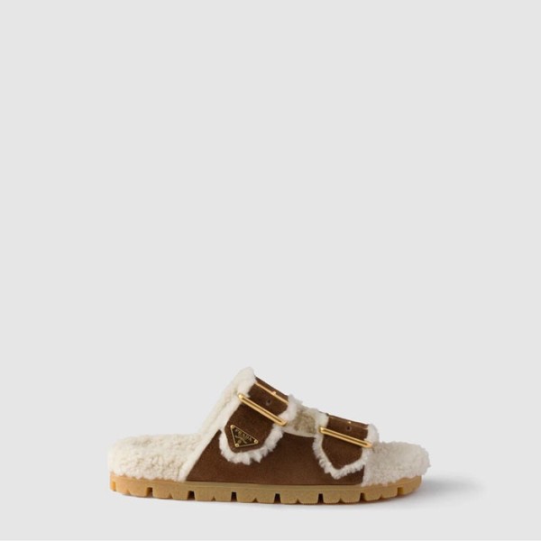 ✨프라다 여성 시어링 슬라이드 - Prada Womens Shearling Slides - prs8716x