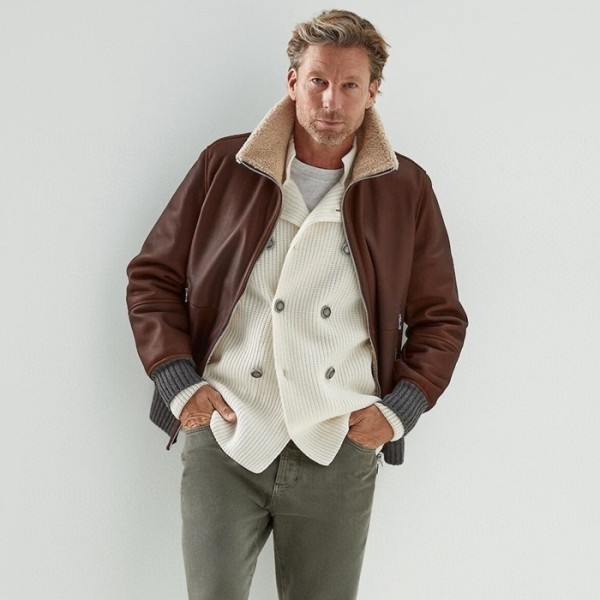 ✨브루넬로쿠치넬리 남성 가죽 재킷 - Brunello Cucinelli Mens Leather Jacket - brc12266x