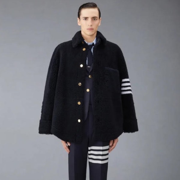 ✨톰브라운 남/녀 시어링 셔츠 재킷 - Thom Browne Unisex Shearling Shirt Jacket - thc12620x