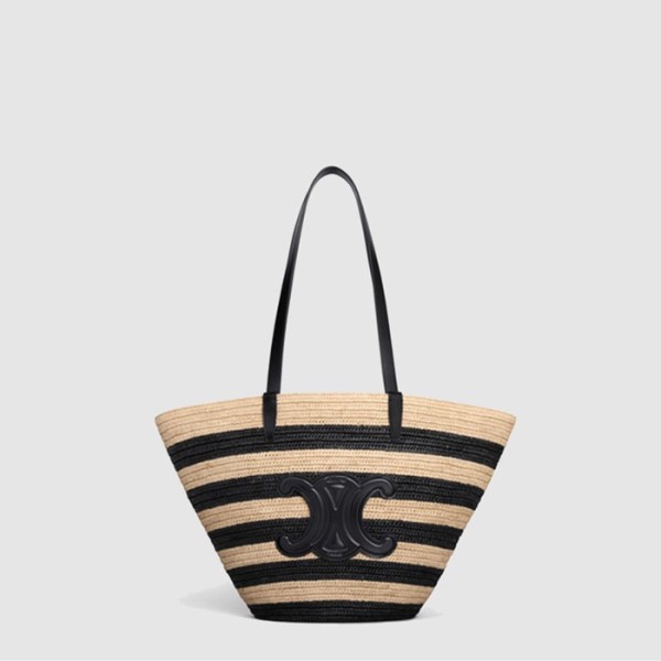 ✨셀린느 여성 스트라이프 커핀 클래식 파니에 라피아 - Celine Womens Striped Coffin Classic Pannier Raffia - ceb13009x