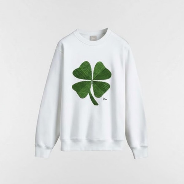✨디올 남성 클로버 자수 스웨트 셔츠 - Dior Mens Clover Embroidered Sweatshirt - dic13238x