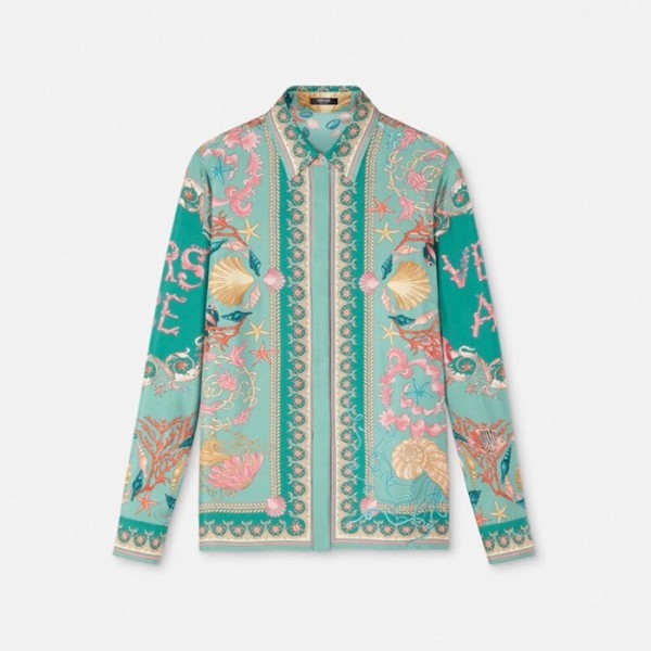 ✨베르사체 여성 베르사체 언더워터 바로코 실크 셔츠 - Versace Womens Underwater Barocco Silk Shirt - vec13706x