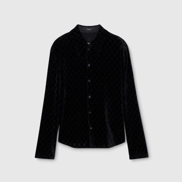 ✨구찌 여성 스트레치 GG 벨벳 데보레 투피스 - Gucci Womens Stretch GG Velvet Devoré Shirt - guc13710x