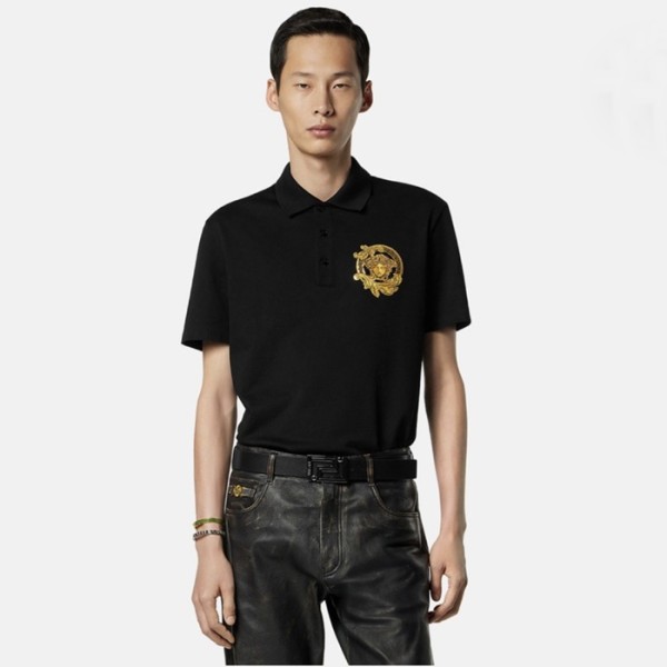✨베르사체 남성 자수 피케 폴로 티셔츠 - Versace Mens Embroidered Piqué Polo Tshirt - vec13756x
